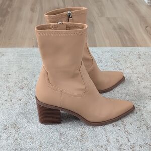 dolce vita faux leather tan western ankle boots